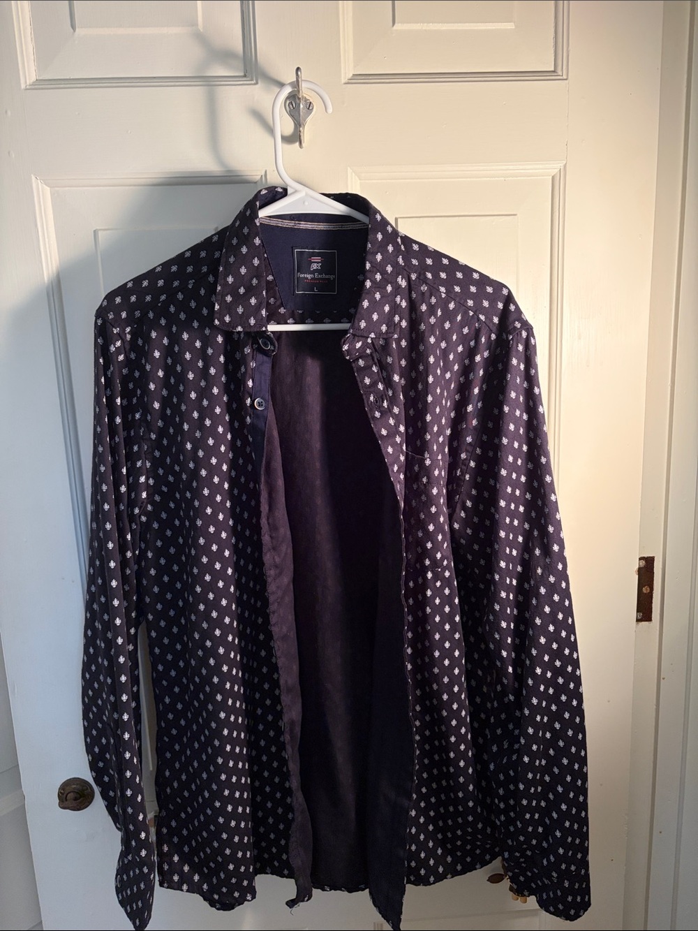 Foreign Exchange Mens Navy Button Down Shirt Size L
